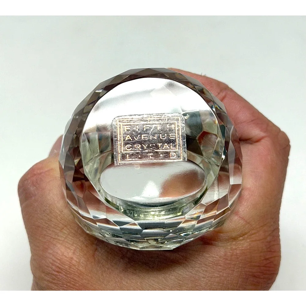 Vintage Fifth Avenue Crystal LTD Faceted Quartz Desk Clock Diamond Shape